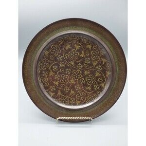 Franciscan Madeira Tan Green Floral Flowers Green Band on Rim Brown Salad Plate